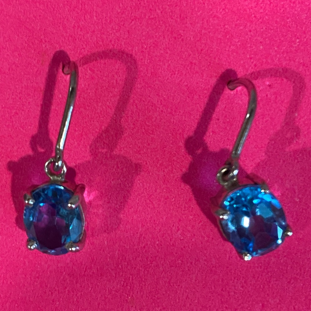 Elegant Blue Topaz 3 Earrings 2 Pendants and 1 Amethyst Pendant Gemstone Jewelry - Picture 12 of 14
